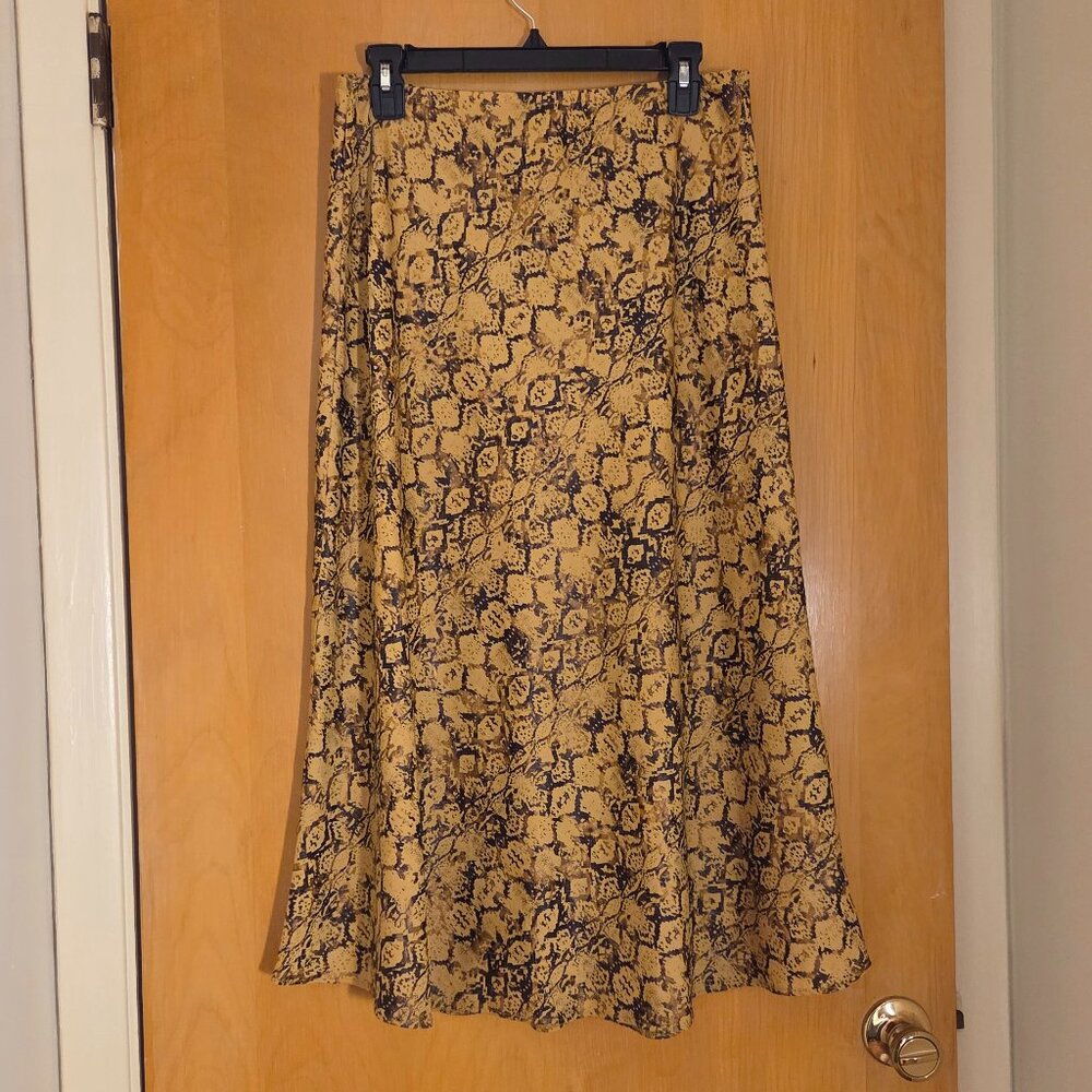 Current Air Los Angeles Anthropologie Maxi Skirt Size M Snakeskin Gold Metallic